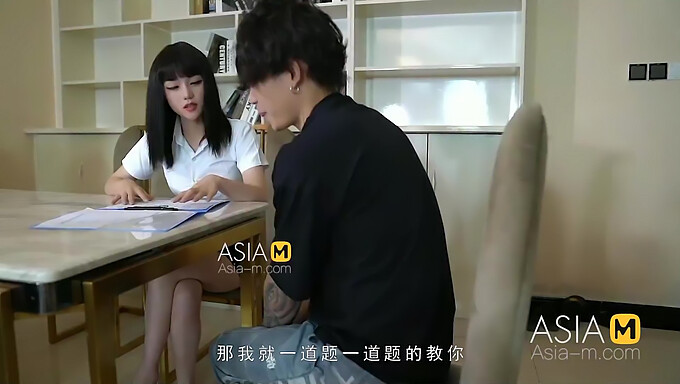 Asian schoolgirl Xun Xiao Xiao teaches and satisfies her teacher in this ModelMedia video