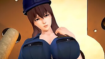 Video hentai 3D panas menampilkan seorang polis wanita yang bernafsu yang menikmati permainan sensual